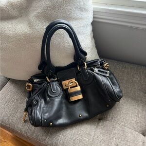 Chloe Black Paddington Bag with Gold Padlock Hardware